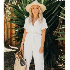 White linen CJLA jumpsuit